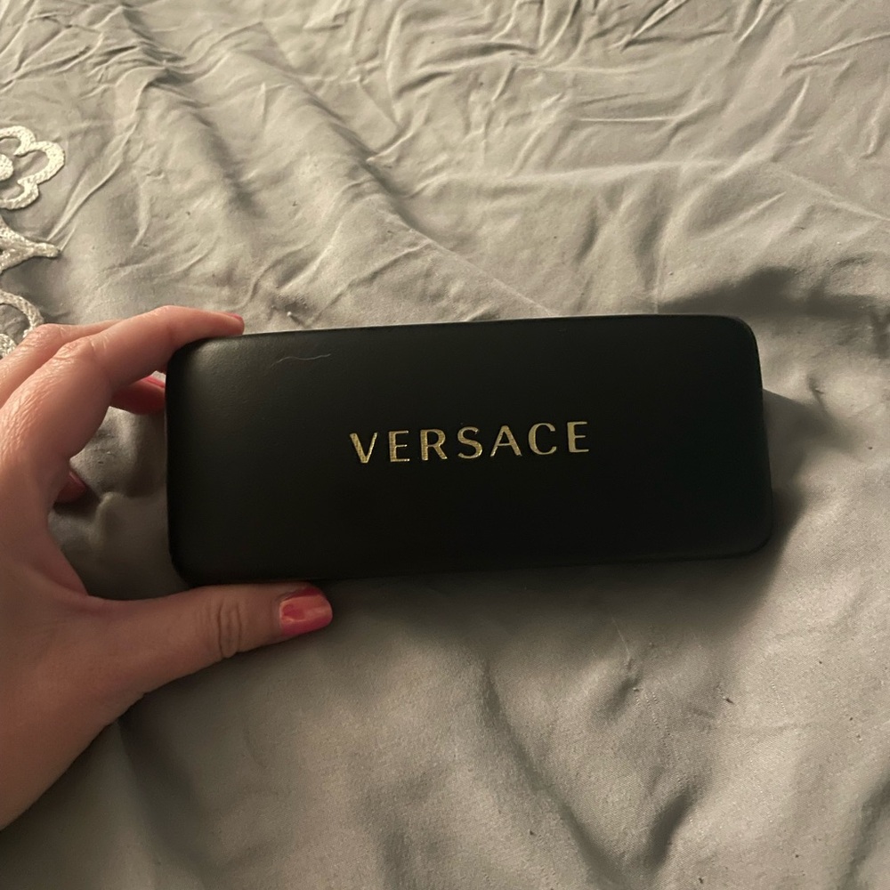 Authentic Versace Black and Gold Eyeglass Case